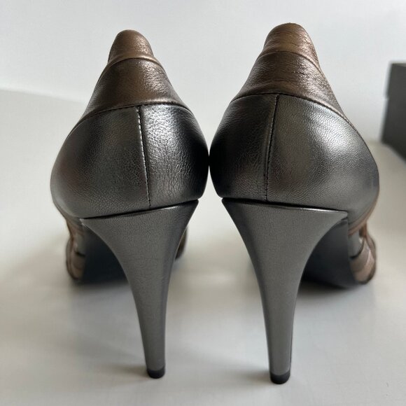 NEW Bruno Magli Peep-Toe Pumps Size 6.5 Bronze Metallic Womens Shoes Italy Made - Picture 10 of 12
